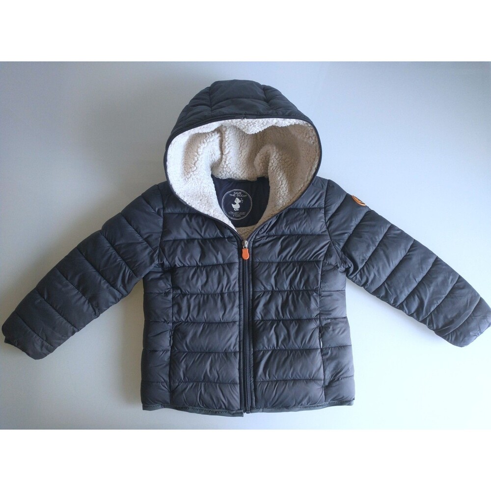 Save The Duck Kids Hooded Sherpa Plumtech Puffer Jacket 4Y DARK NAVY BLUE Alter